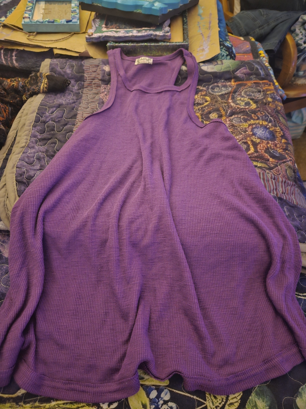 Free People Purple Ribbed Tank Top S - Picture 2 of 3